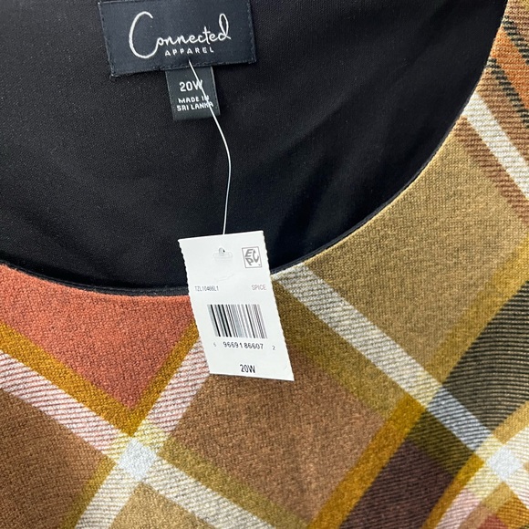 Connected Apparel Brown Burnt Orange Plaid Winter Fall Dress Casual Classic - Picture 3 of 6